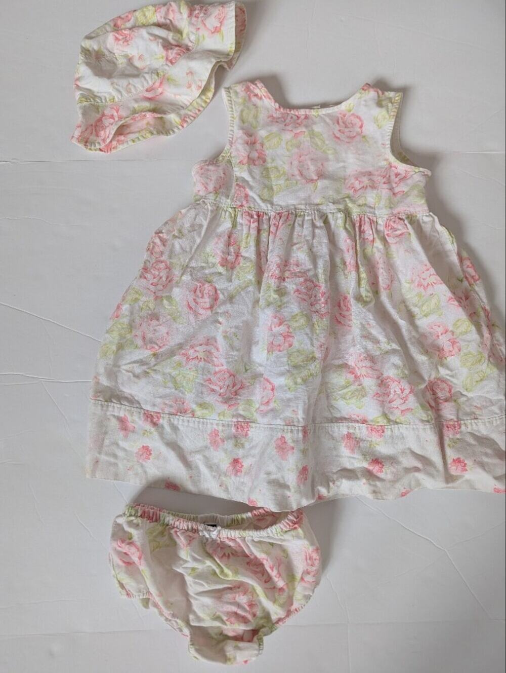 Gap Linen Blend Floral 3T Dress Hat Outfit Girls Retro